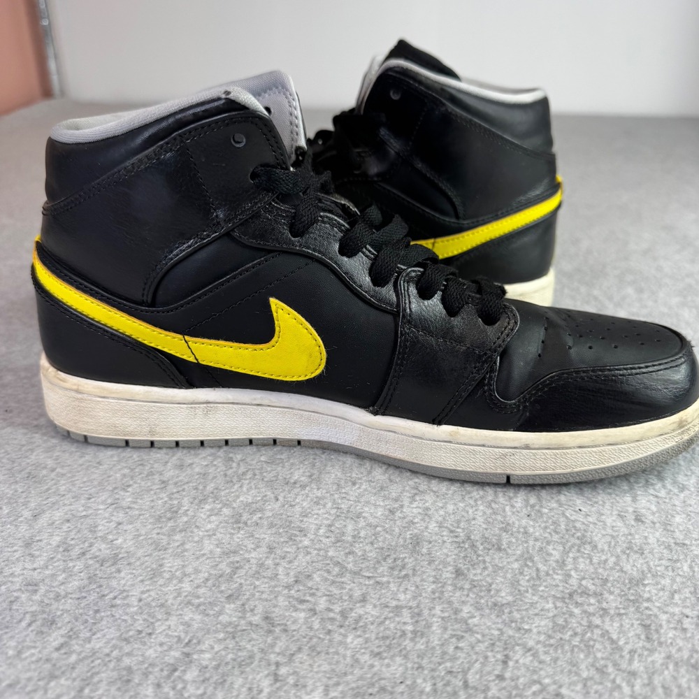 Jordan Air Jordan 1 Mid Retro Mens Size 9 Black Yellow 554724-070 Sneakers - Picture 9 of 12